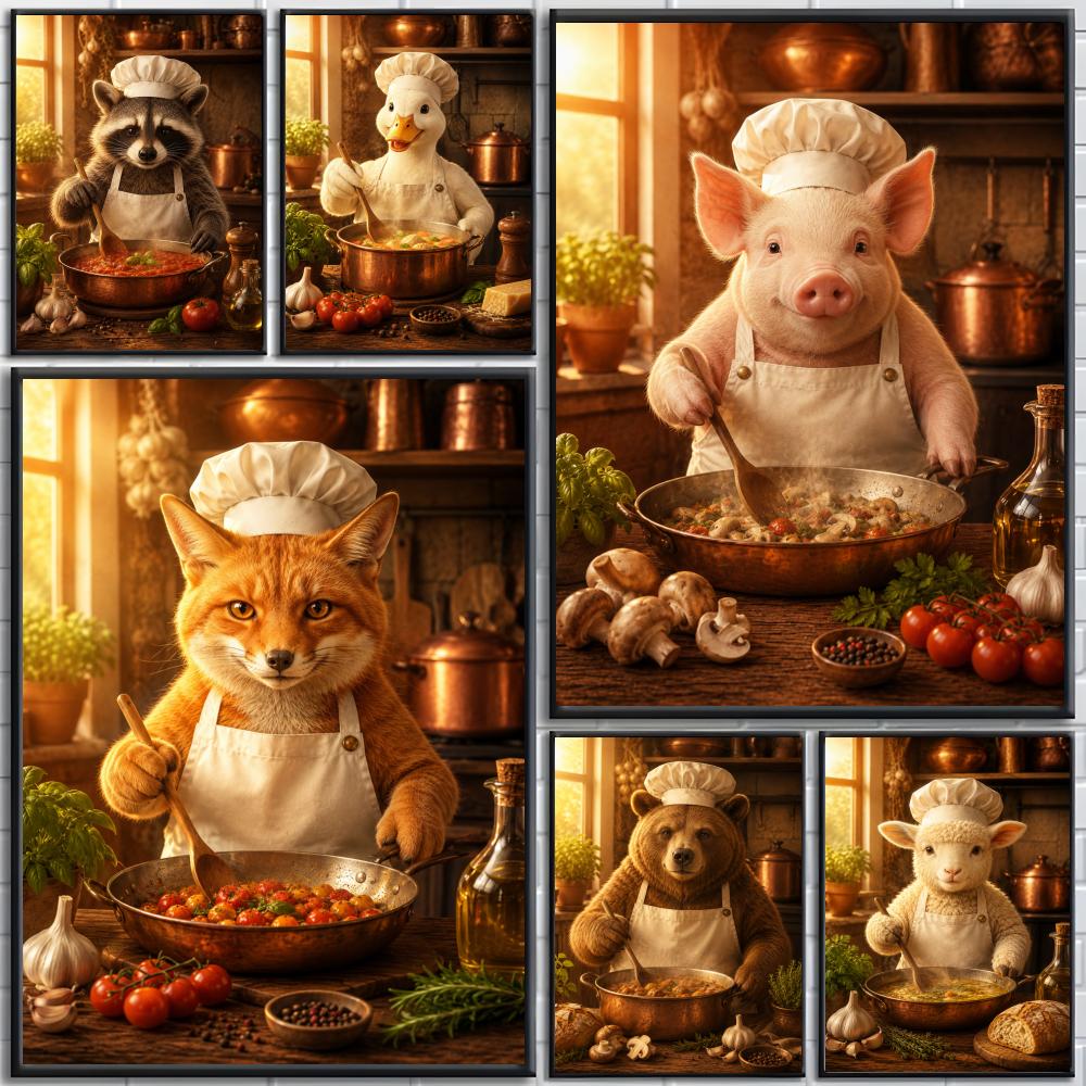 재미있는 동물 요리사 주방 요리 베이커리 포스터 고화질 - Home Cooking Definition 리뷰 및 가격