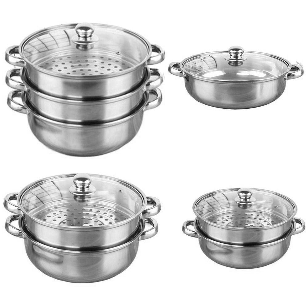 스테인리스 스틸 야채 찜기 세트 1/2/3단 투명 찜솥 - Paella Pan Steel 리뷰 및 가격