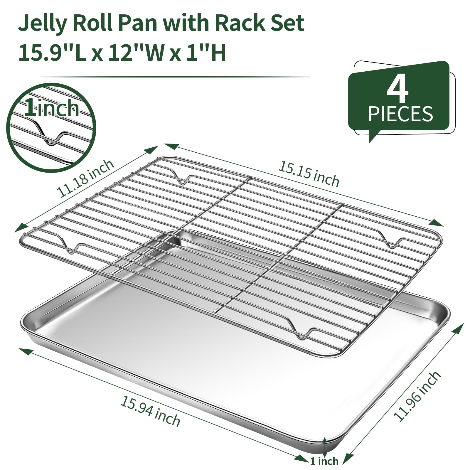 2개 세트 스테인리스 스틸 베이킹 시트 세트(냉각 랙  - Paella Pan Steel 리뷰 및 가격