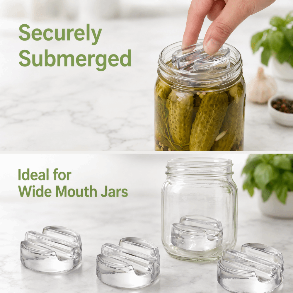 손잡이가 있는 발효 유리 무게추, 넓은 입구의 메이슨  - Fermentation Crock 리뷰 및 가격
